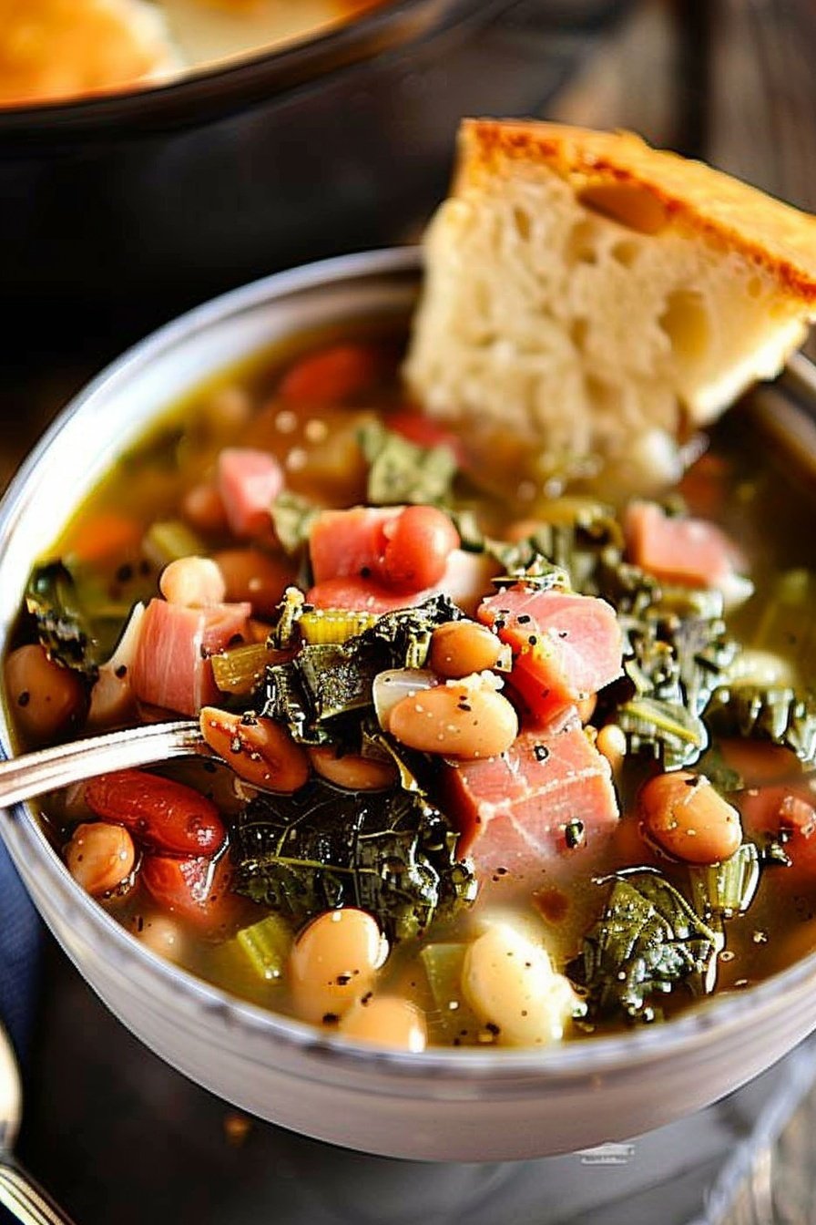 Collard Green Soup with Ham and Beans