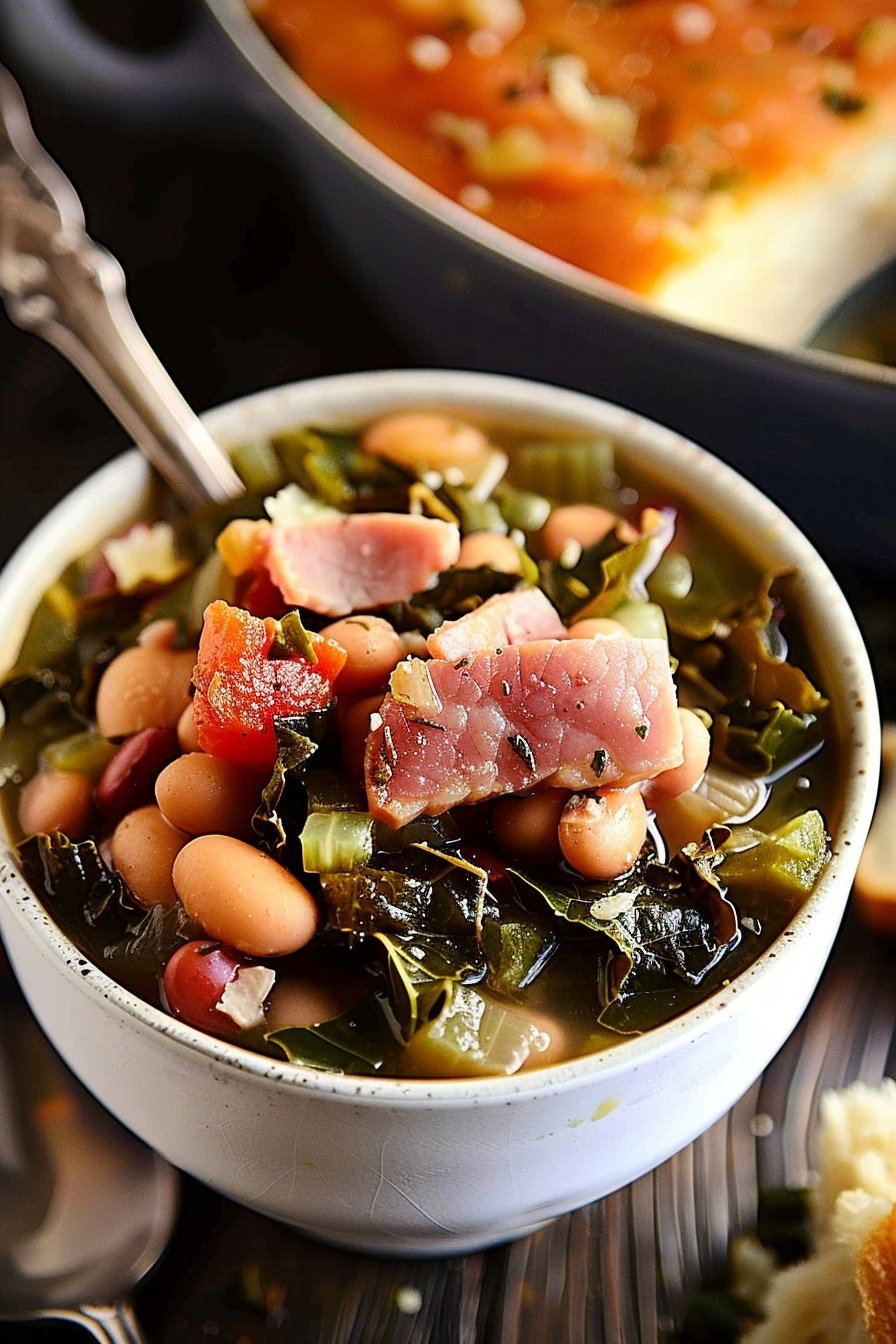 Collard Green Soup with Ham and Beans