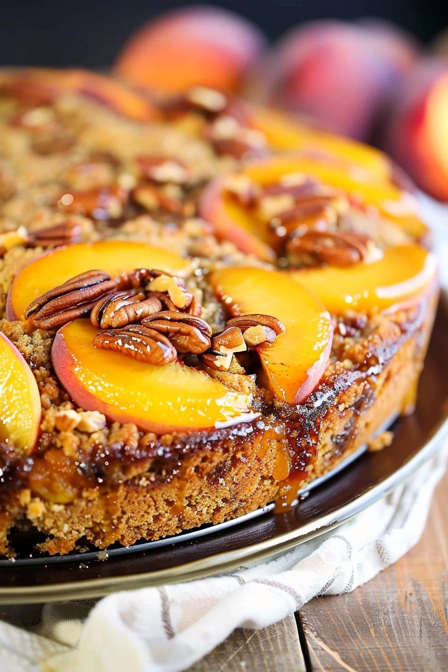 Peach Pecan Upside Down Cake