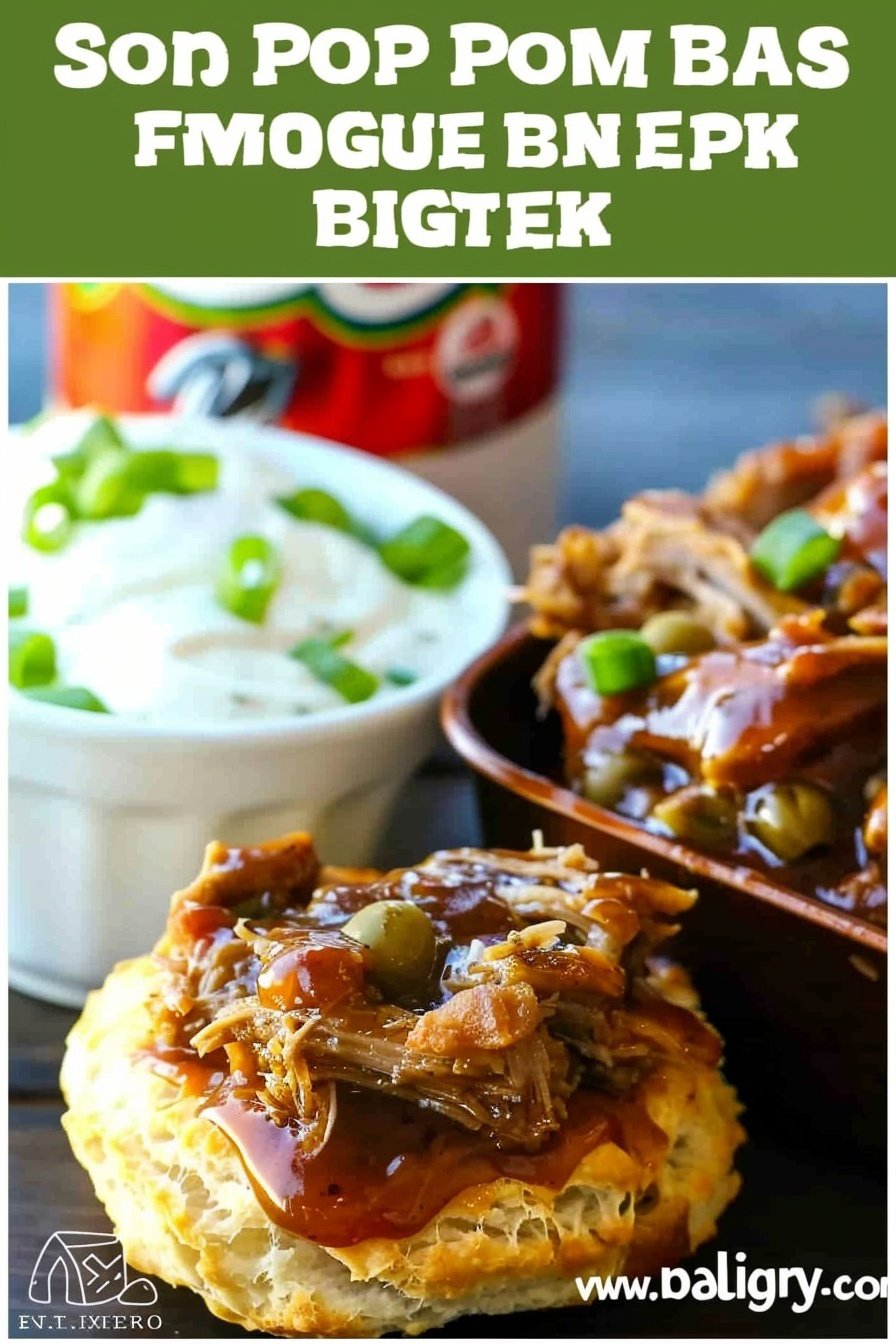 Slow Cooker Dr. Pepper TEN Barbecue Pulled Pork with Lightened up 7UP TEN Biscuits