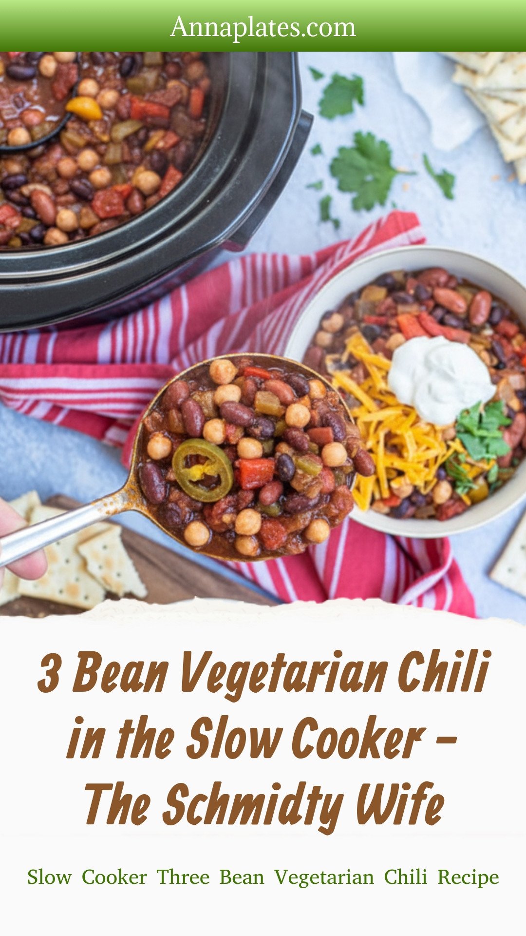 3 Bean Vegetarian Chili in the Slow Cooker - The Schmidty Wife