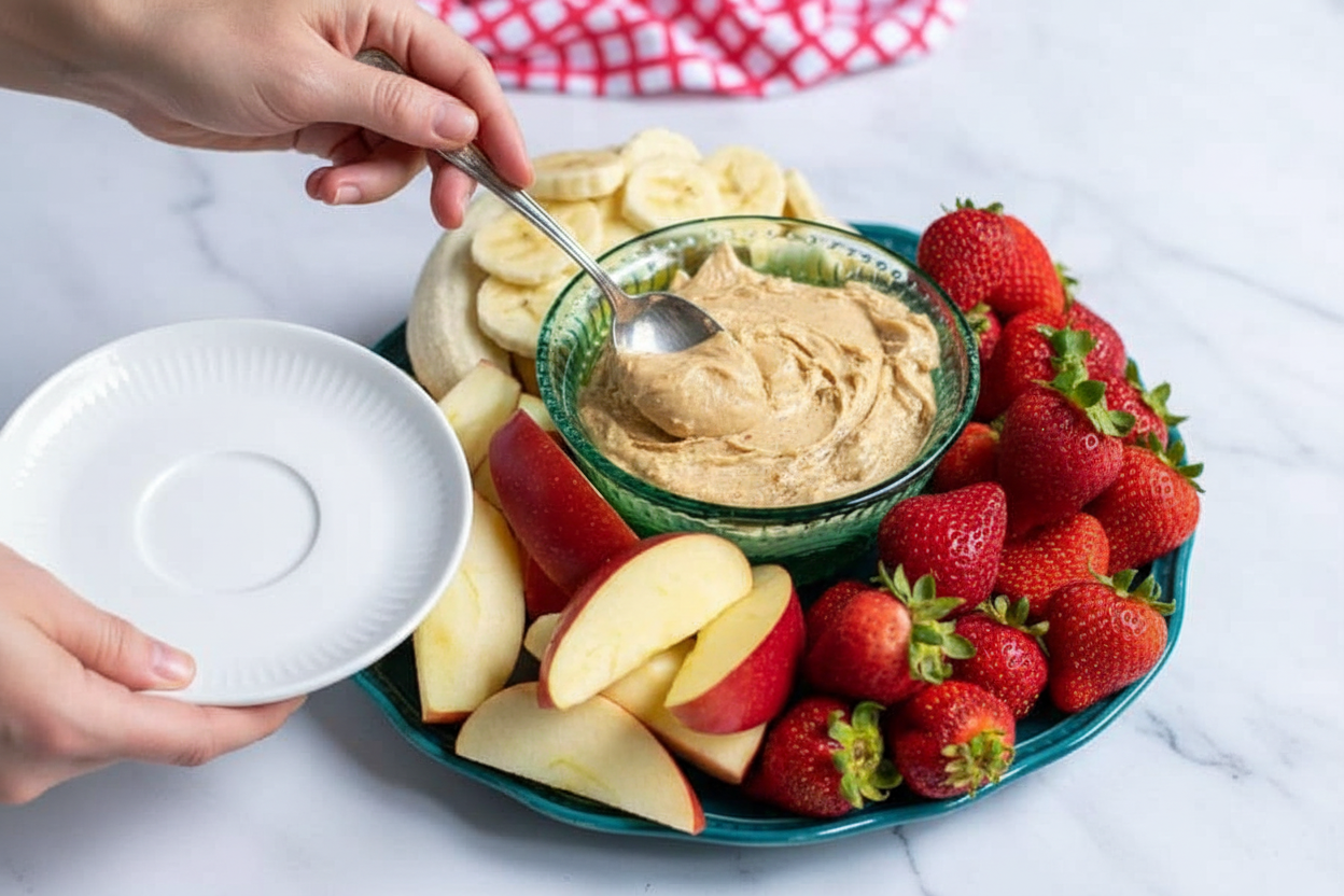 4 Ingredient Peanut Butter Fruit Dip - The Schmidty Wife