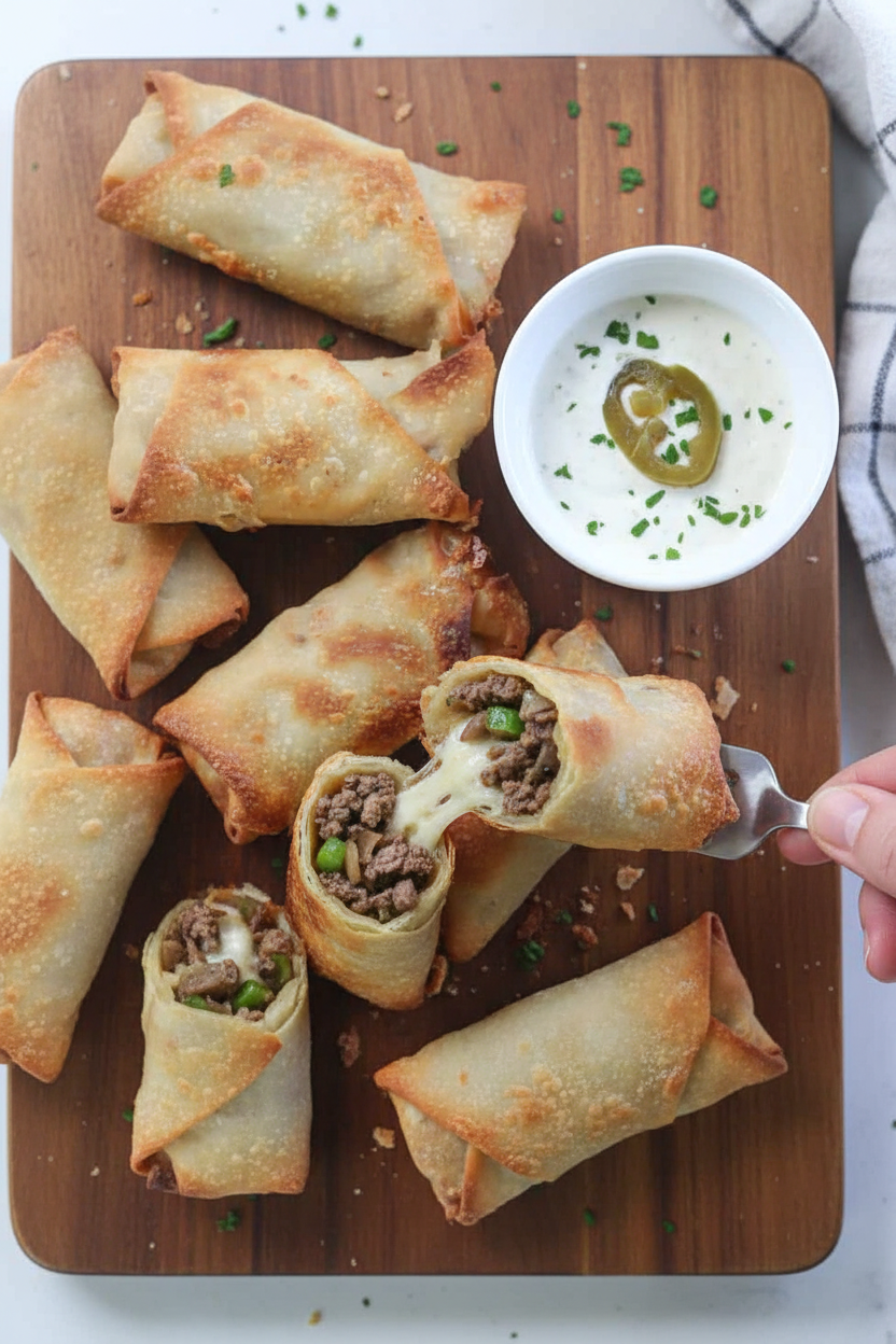 Air Fryer Philly Cheesesteak Egg Rolls