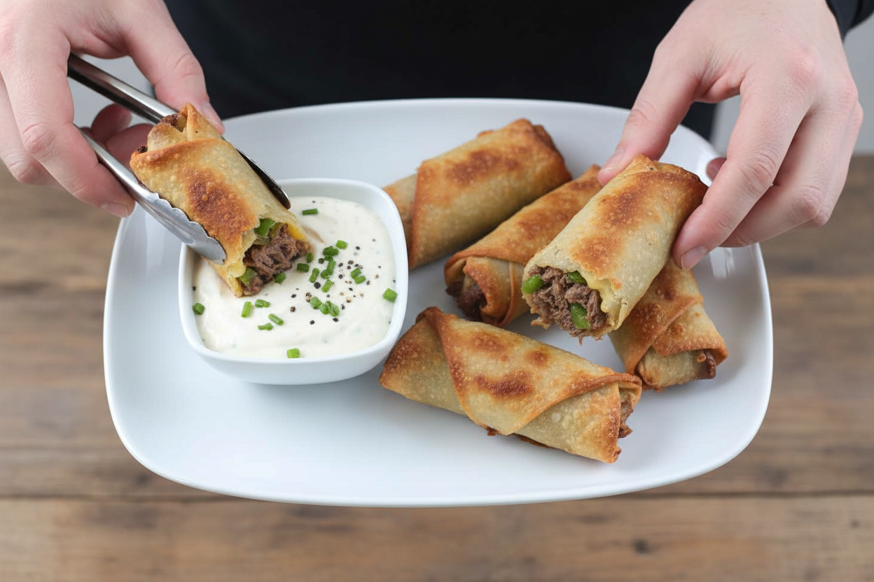 Air Fryer Philly Cheesesteak Egg Rolls