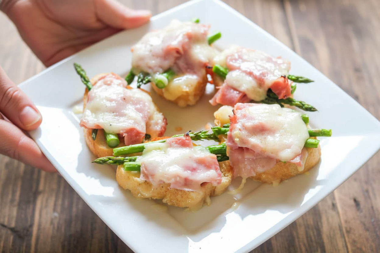 Asparagus Brie and Ham Crostini Recipe