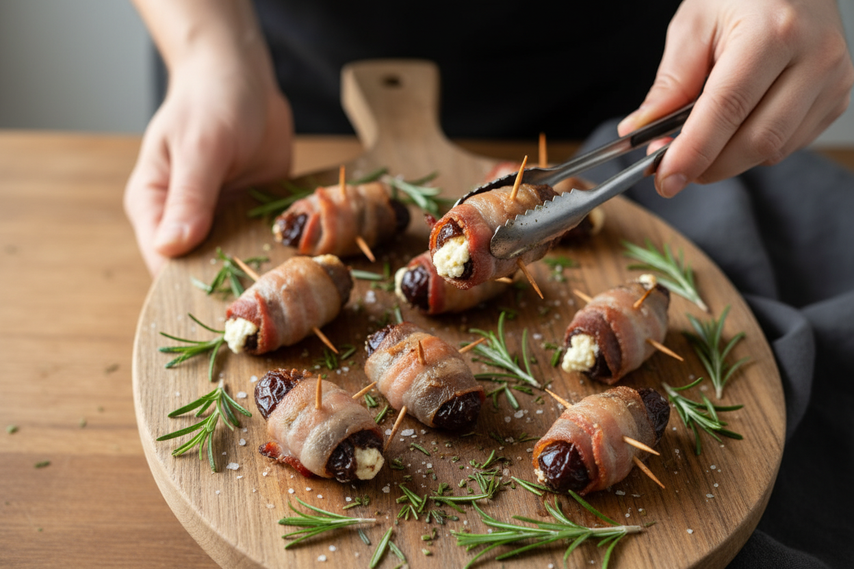 Bacon Wrapped Dates Stuffed with Goat Cheese