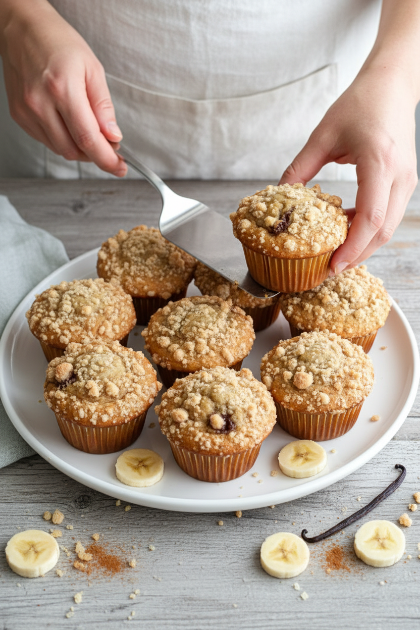 Banana Foster Filled Banana Muffins - The Schmidty Wife
