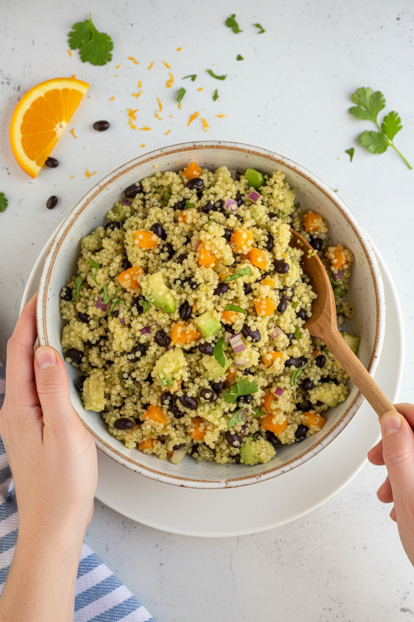 Black Bean Quinoa Salad + Orange Cilantro Dressing - The Schmidty Wife