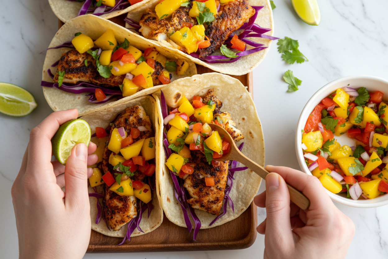 Blackened Fish Tacos with Mango Salsa Recipe