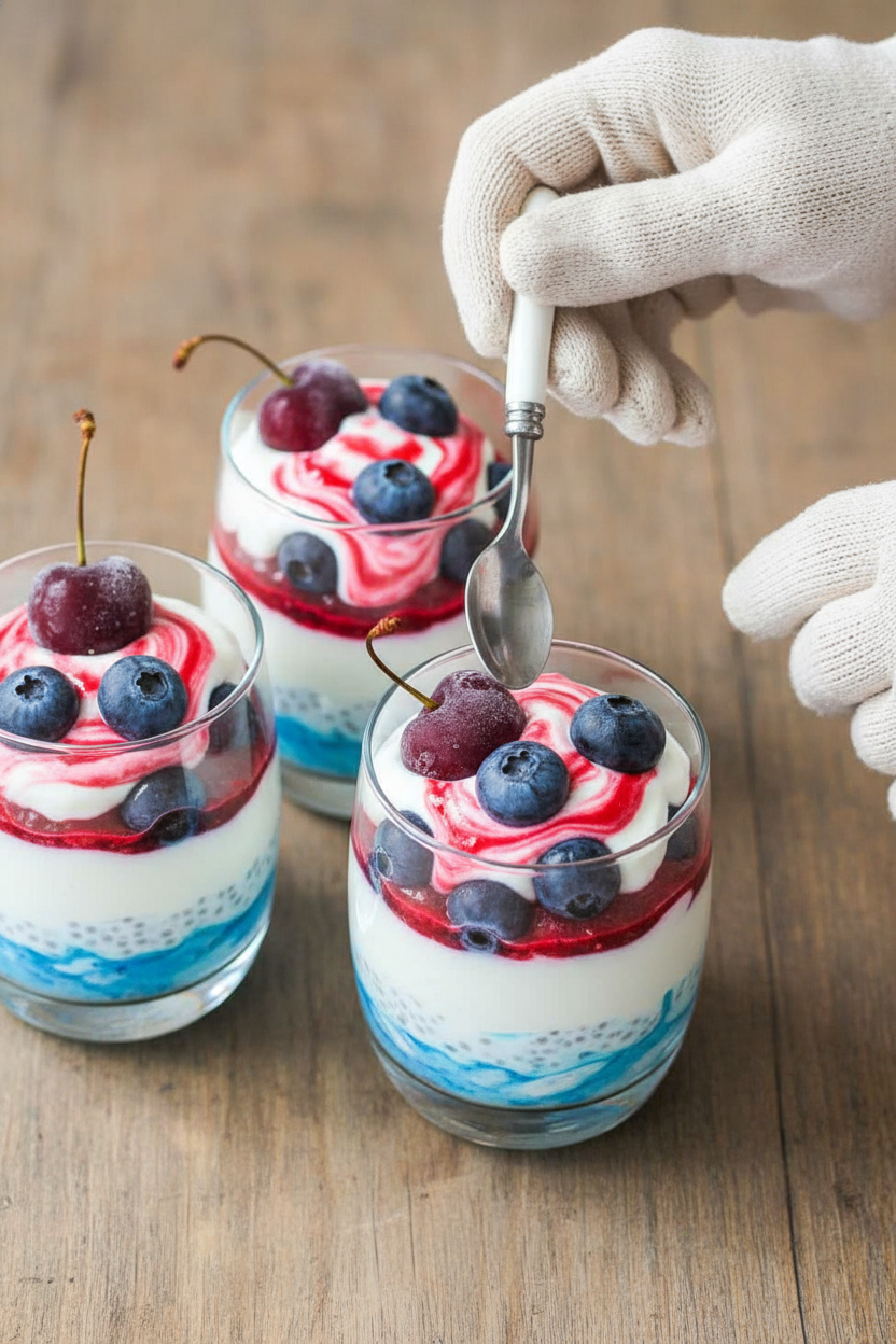 Blueberry Cherry Chia Pudding Parfaits