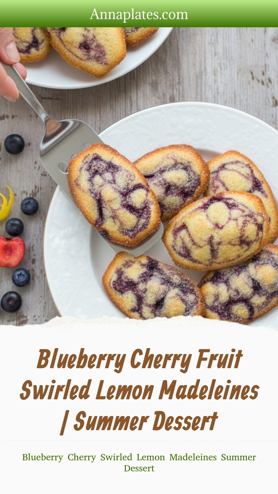 Blueberry Cherry Fruit Swirled Lemon Madeleines | Summer Dessert