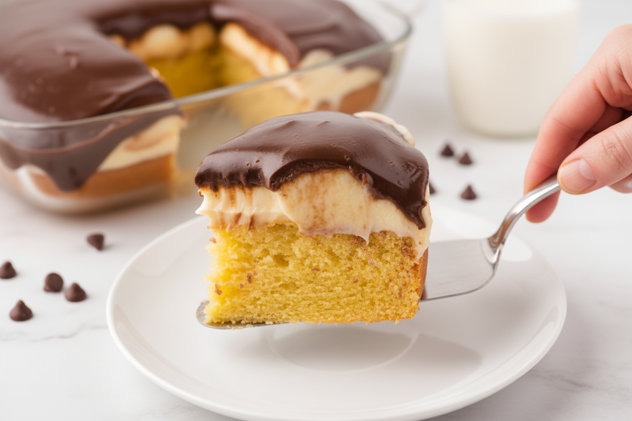 Boston Cream Poke Cake