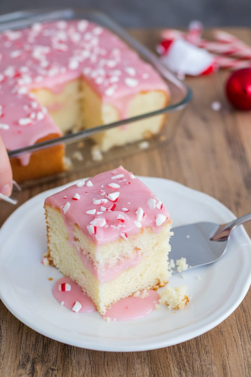 Candy Cane Poke Cake