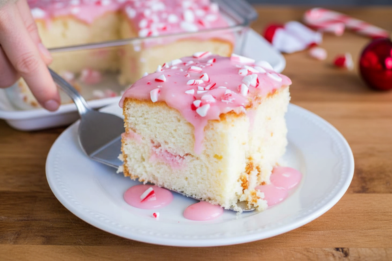 Candy Cane Poke Cake