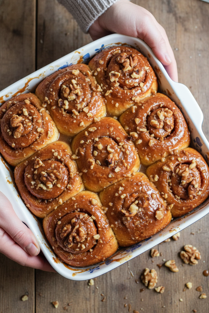 Caramel Nut Pumpkin Sticky Rolls