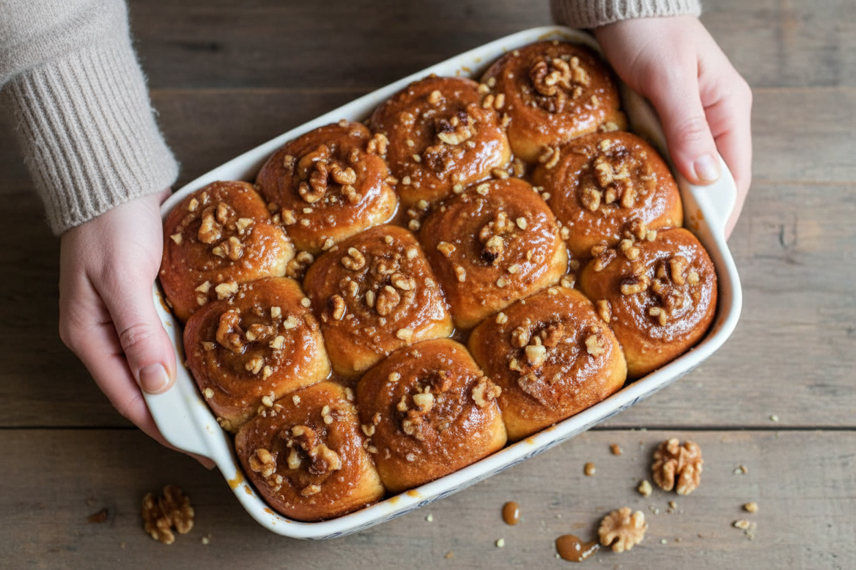 Caramel Nut Pumpkin Sticky Rolls