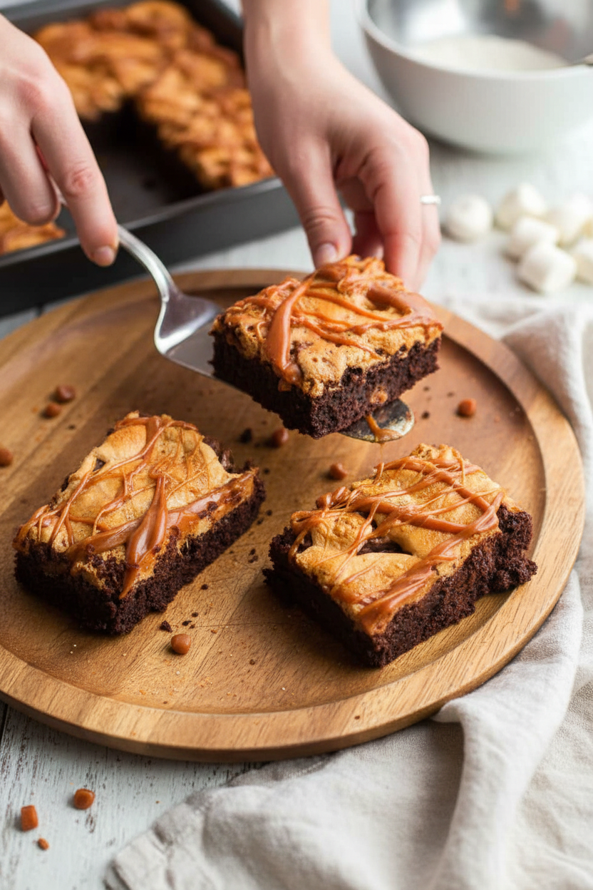 Caramel Pumpkin Spice Marshmallow Brownies