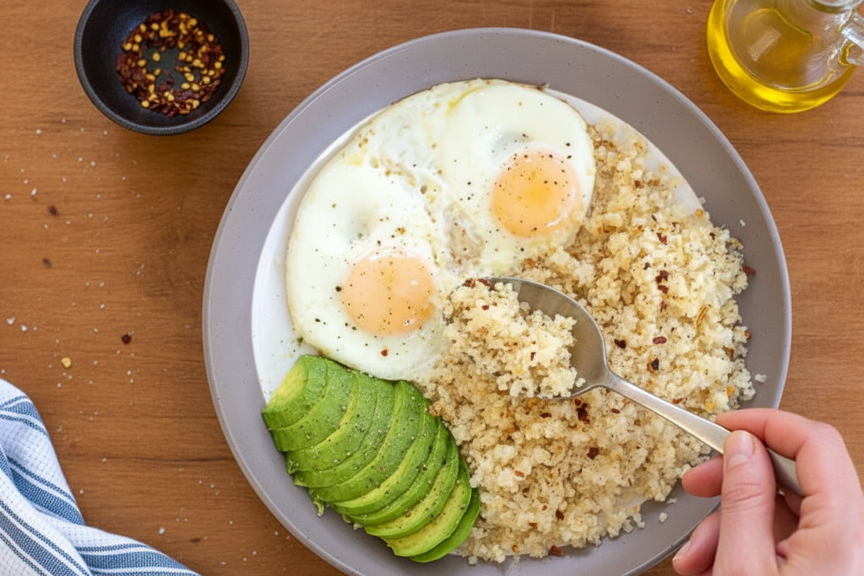 Breakfast Eggs with Cauliflower Rice - The Schmidty Wife