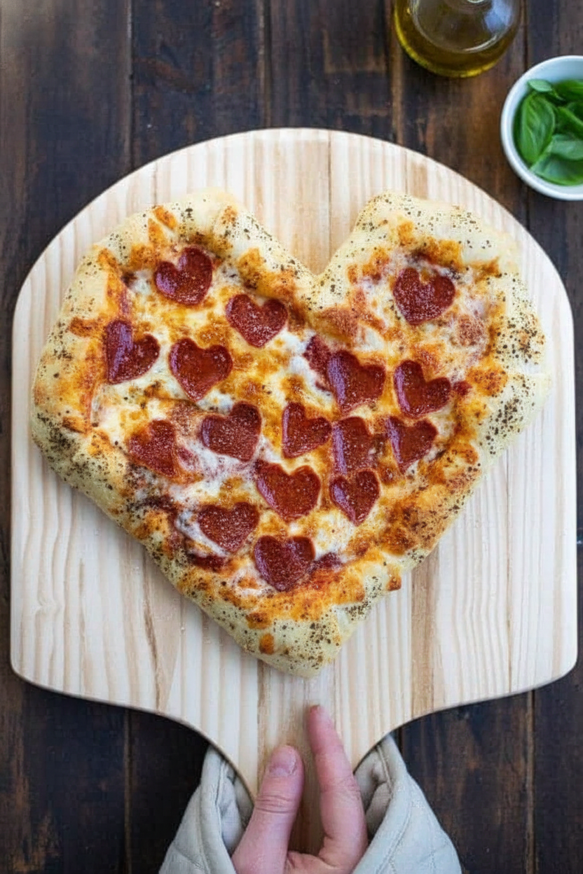 Heart Shaped Pizza with Cheese Stuffed Crust - The Schmidty Wife