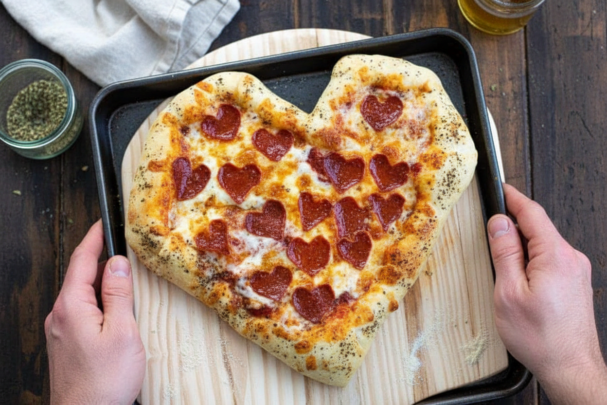 Cheese Stuffed Crust Heart Shaped Pizza