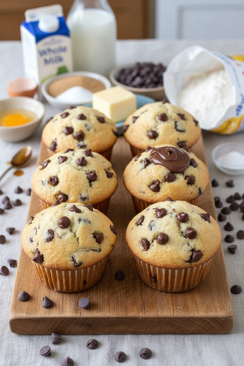 Chocolate Chip Muffins Stuffed with