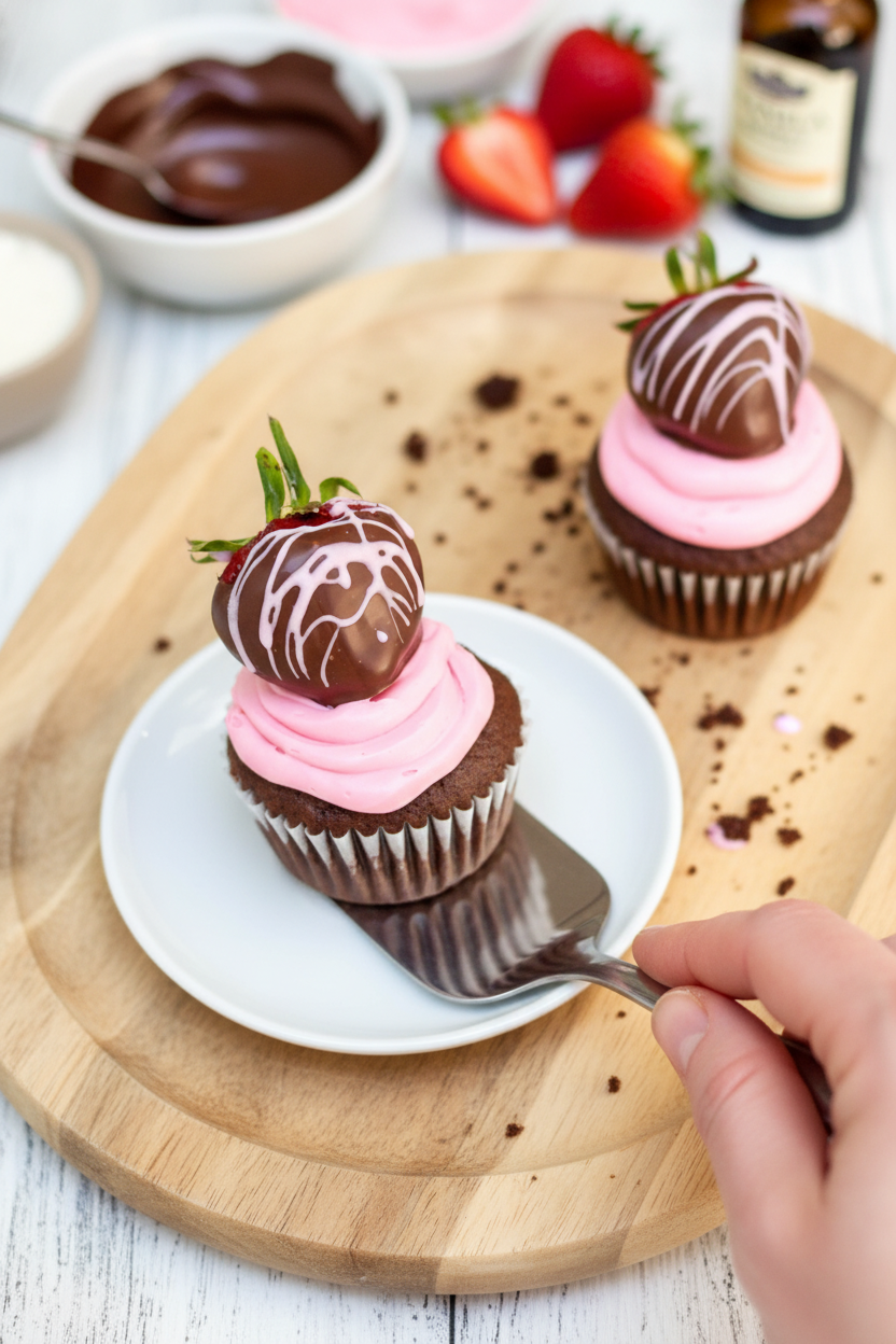 Chocolate Covered Strawberry Cupcakes