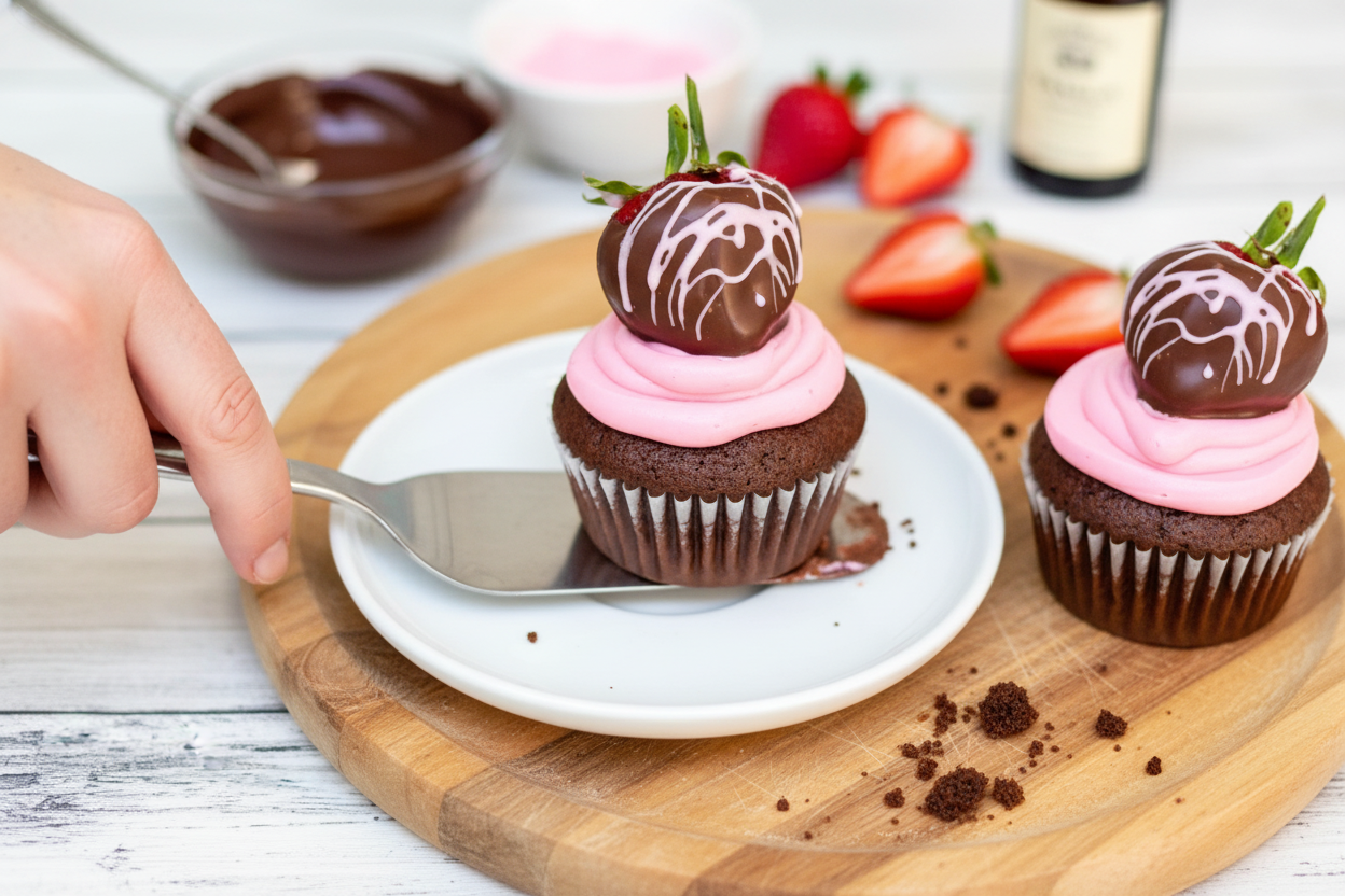 Chocolate Covered Strawberry Cupcakes