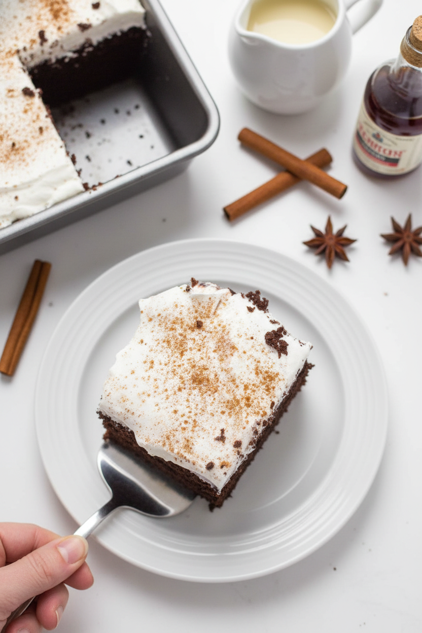 Chocolate Eggnog Poke Cake | Crazed Mom Recipes