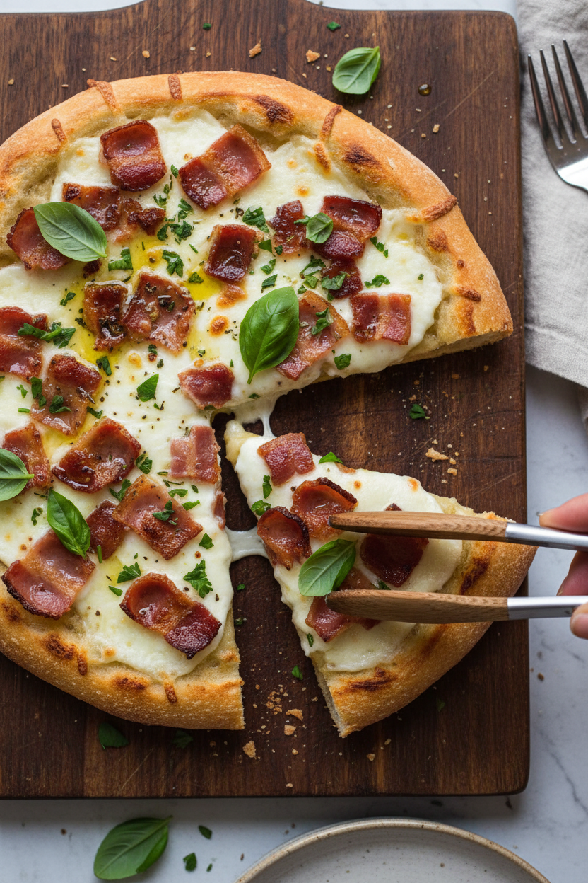 Ciabatta Bread Bacon Pizza