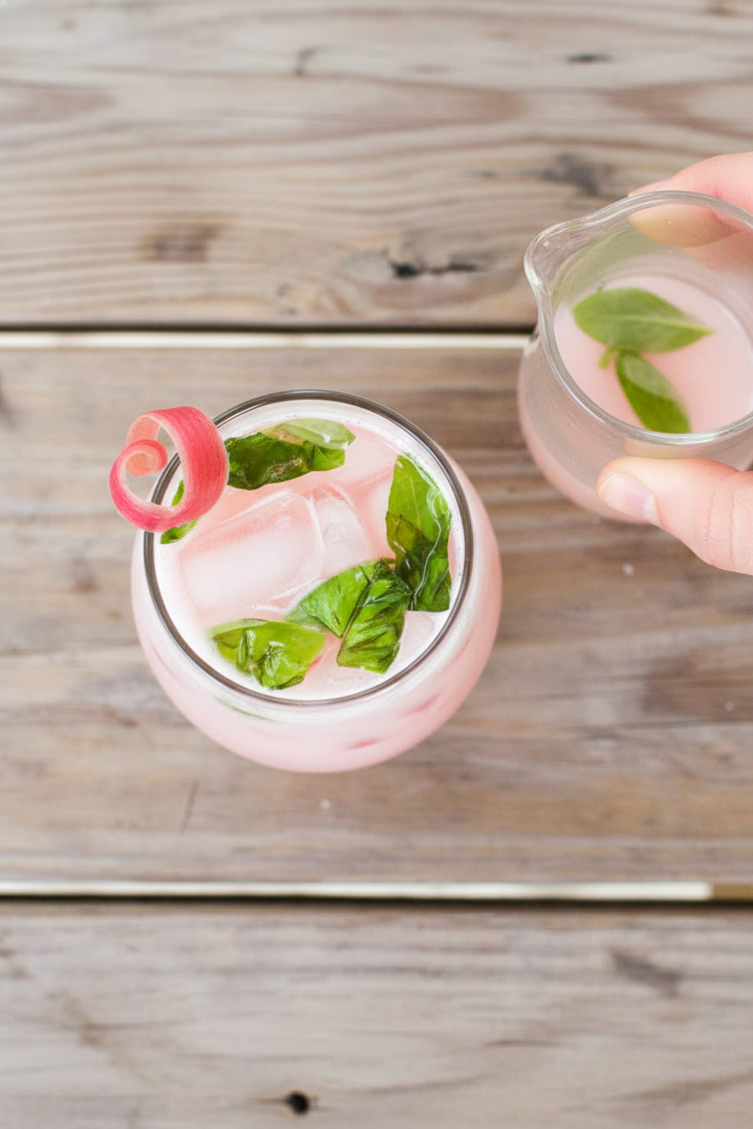 Coconut Rhubarb Basil Cocktail