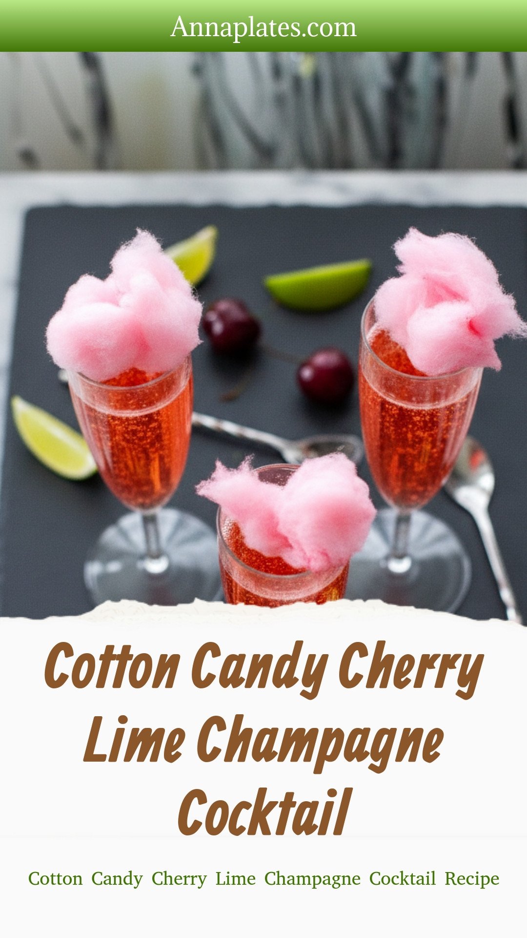 Cotton Candy Cherry Lime Champagne Cocktail