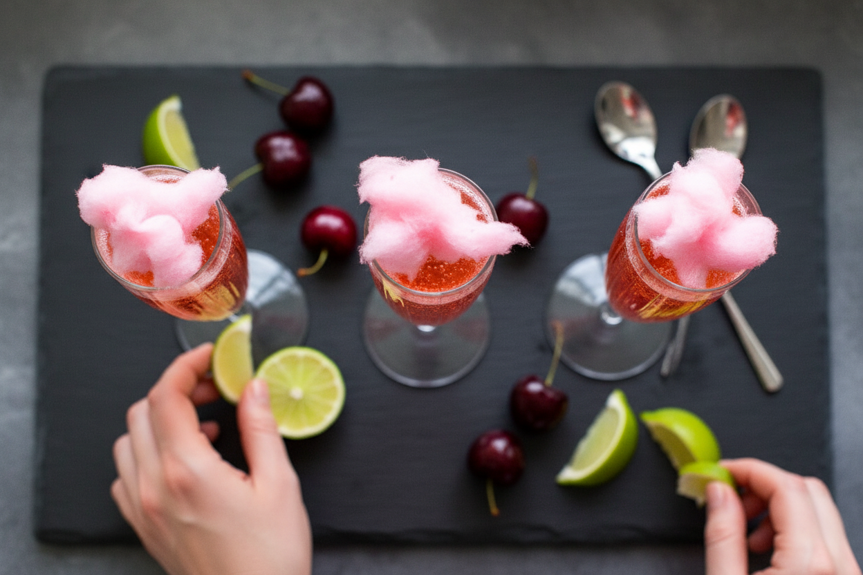 Cotton Candy Cherry Lime Champagne Cocktail: Cotton Candy Cherry Lime Champagne Cocktail Recipe