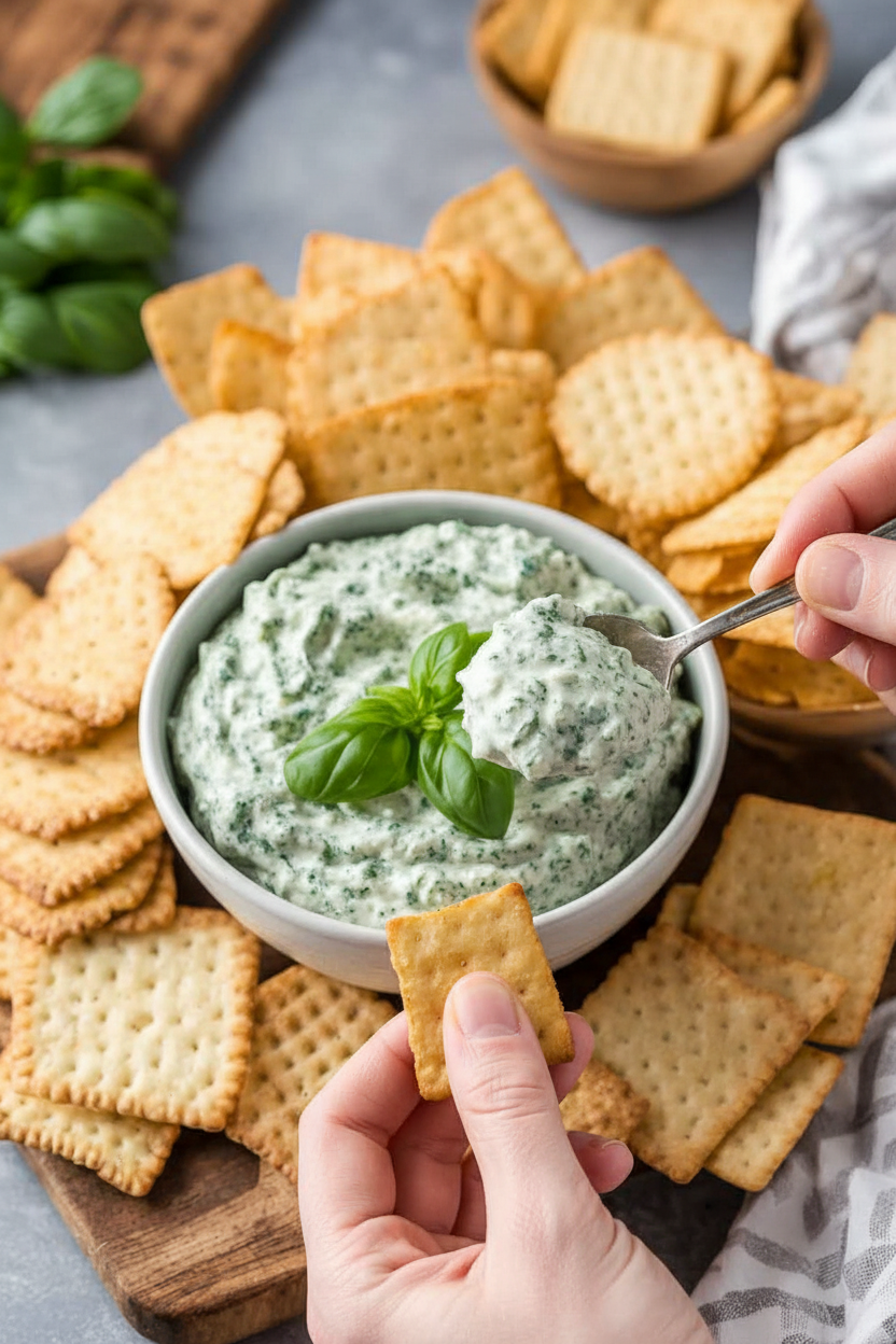 Delicious Basil Dip - Easy, Made in 5 minutes! So creamy!