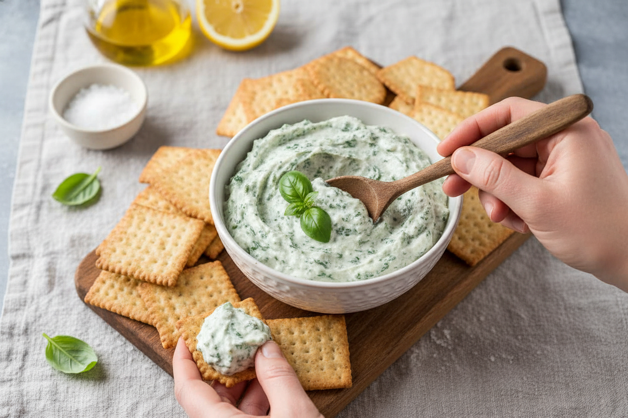 Delicious Basil Dip - Easy, Made in 5 minutes! So creamy!