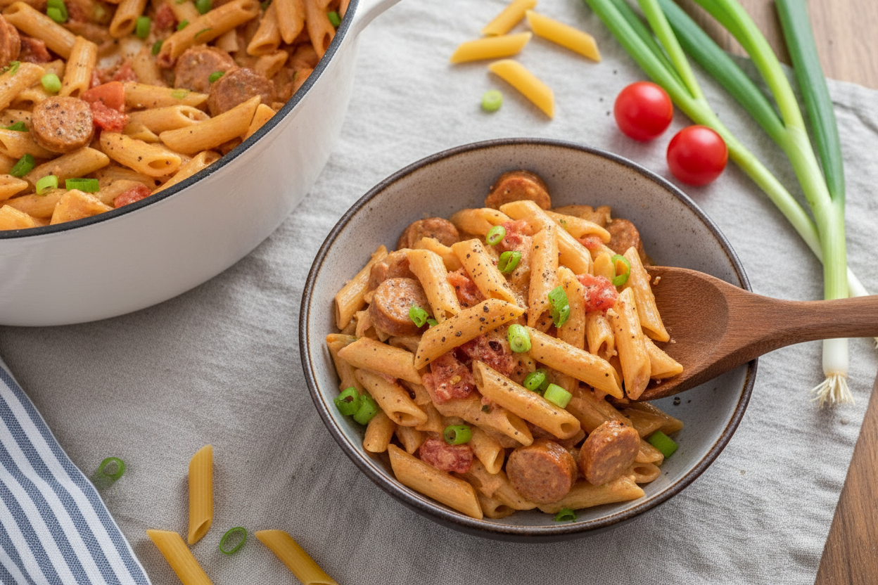 Creamy Cajun Pasta Recipe with Sausage