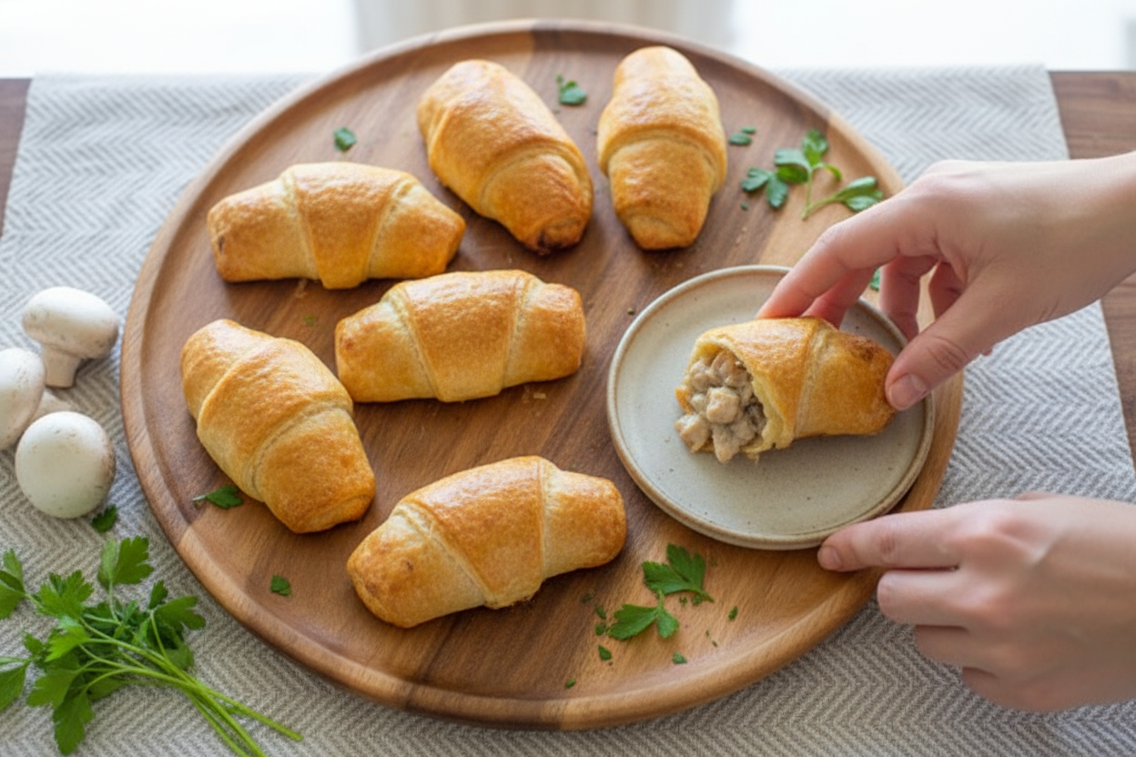 Easy Creamy Chicken and Mushroom Stuffed Croissants