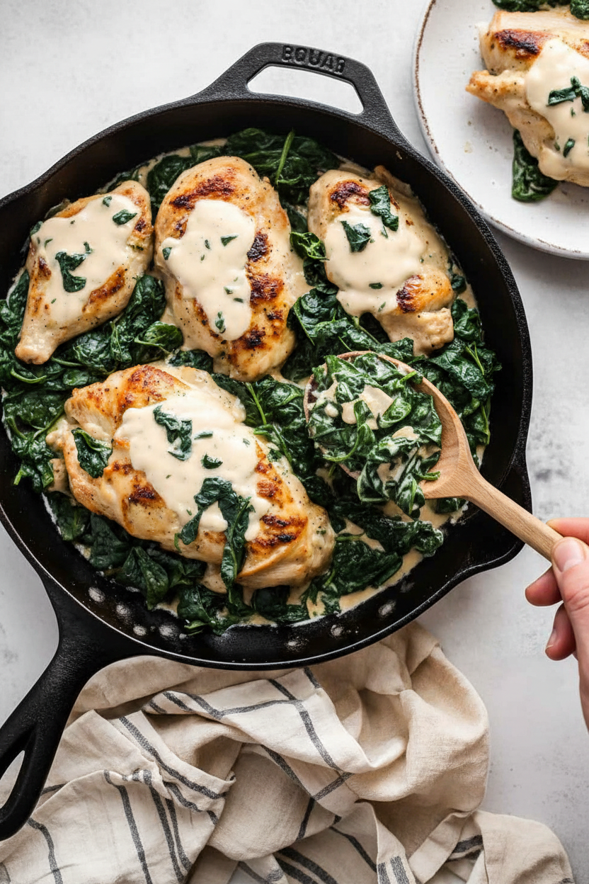 Creamy Chicken Spinach Skillet