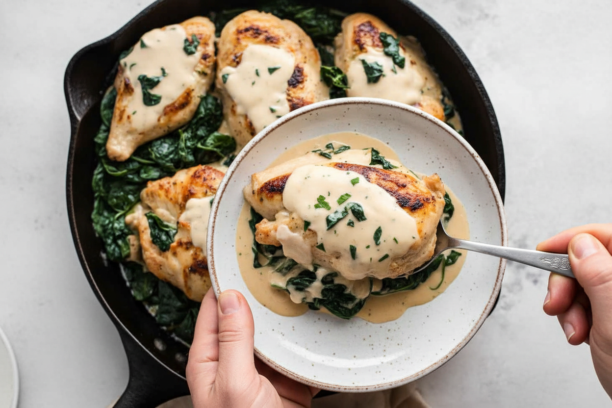 Creamy Chicken Spinach Skillet