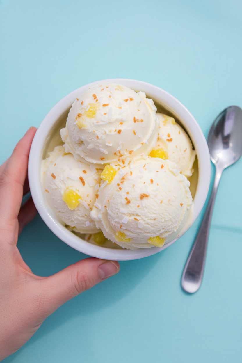 Creamy Coconut Pineapple Ice Cream