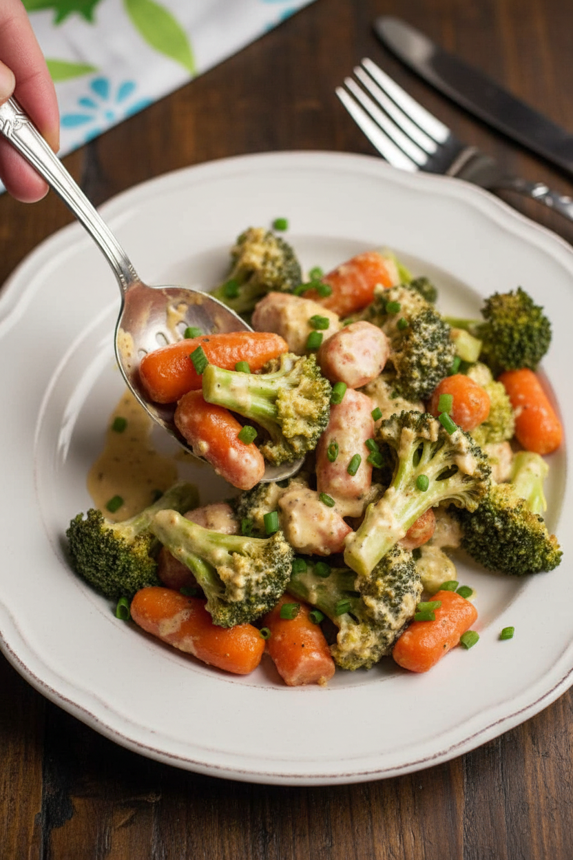 Veggies with a Creamy Garlic Parmesan Sauce