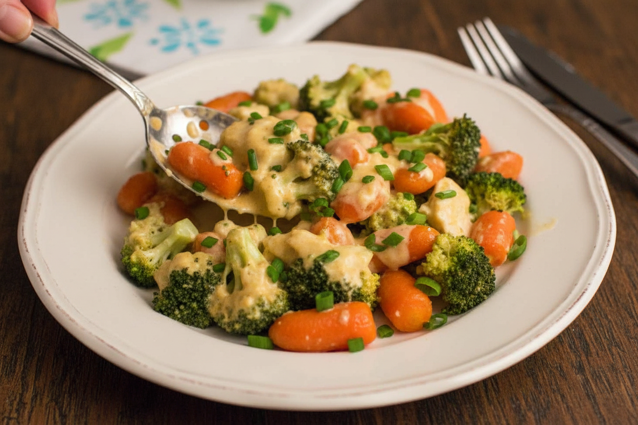 Veggies with a Creamy Garlic Parmesan Sauce