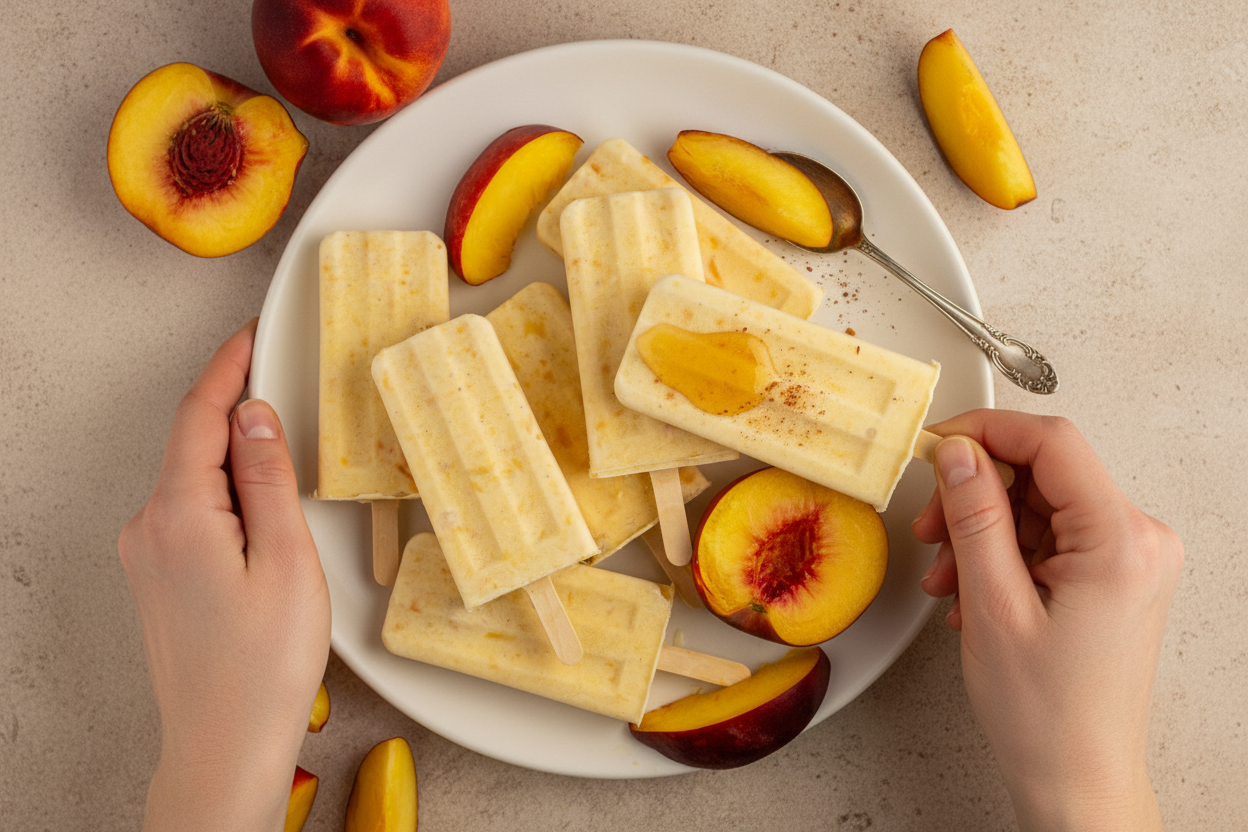 Creamy Homemade Peach Yogurt Popsicles - The Schmidty Wife