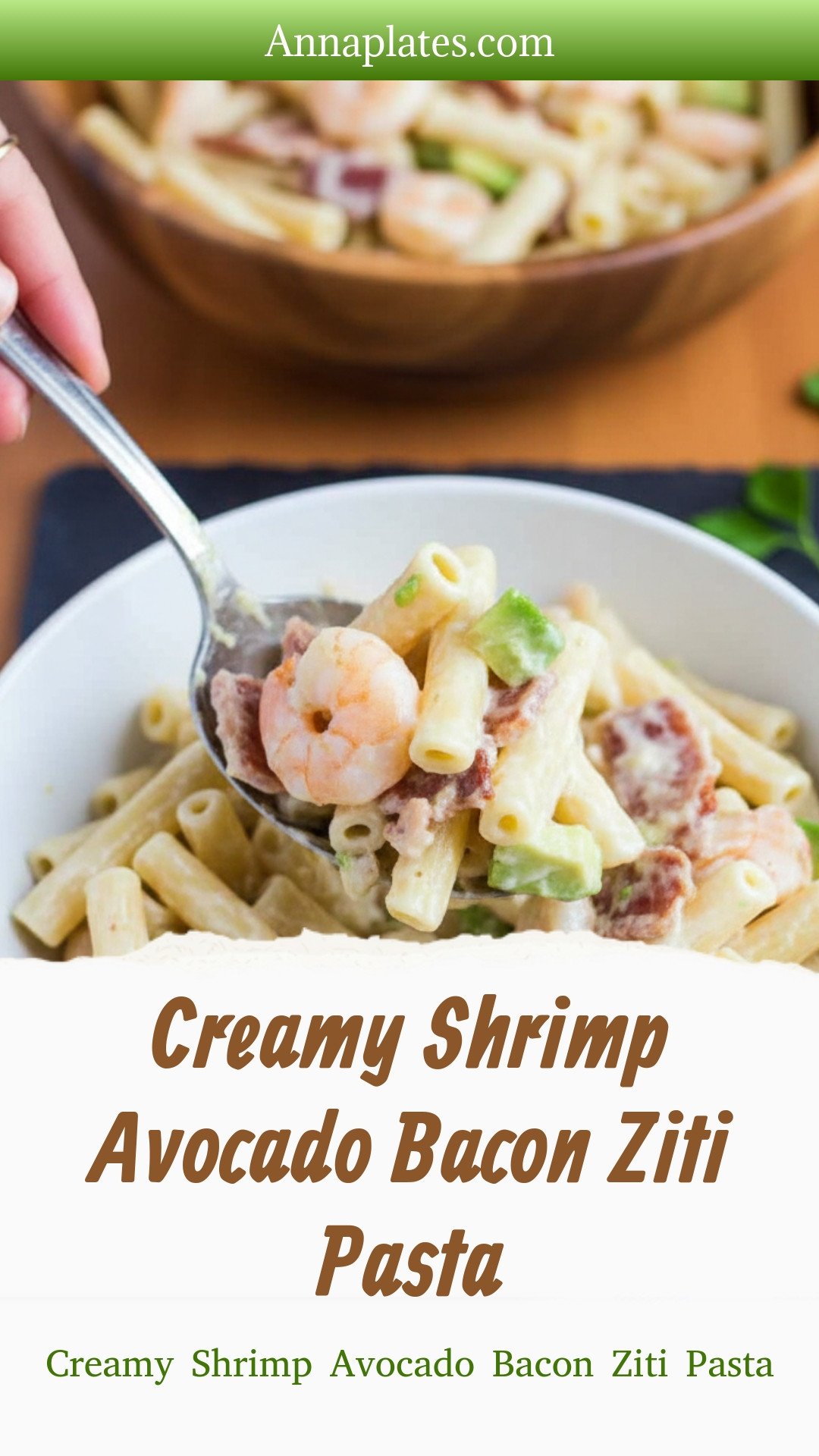 Creamy Shrimp Avocado Bacon Ziti Pasta