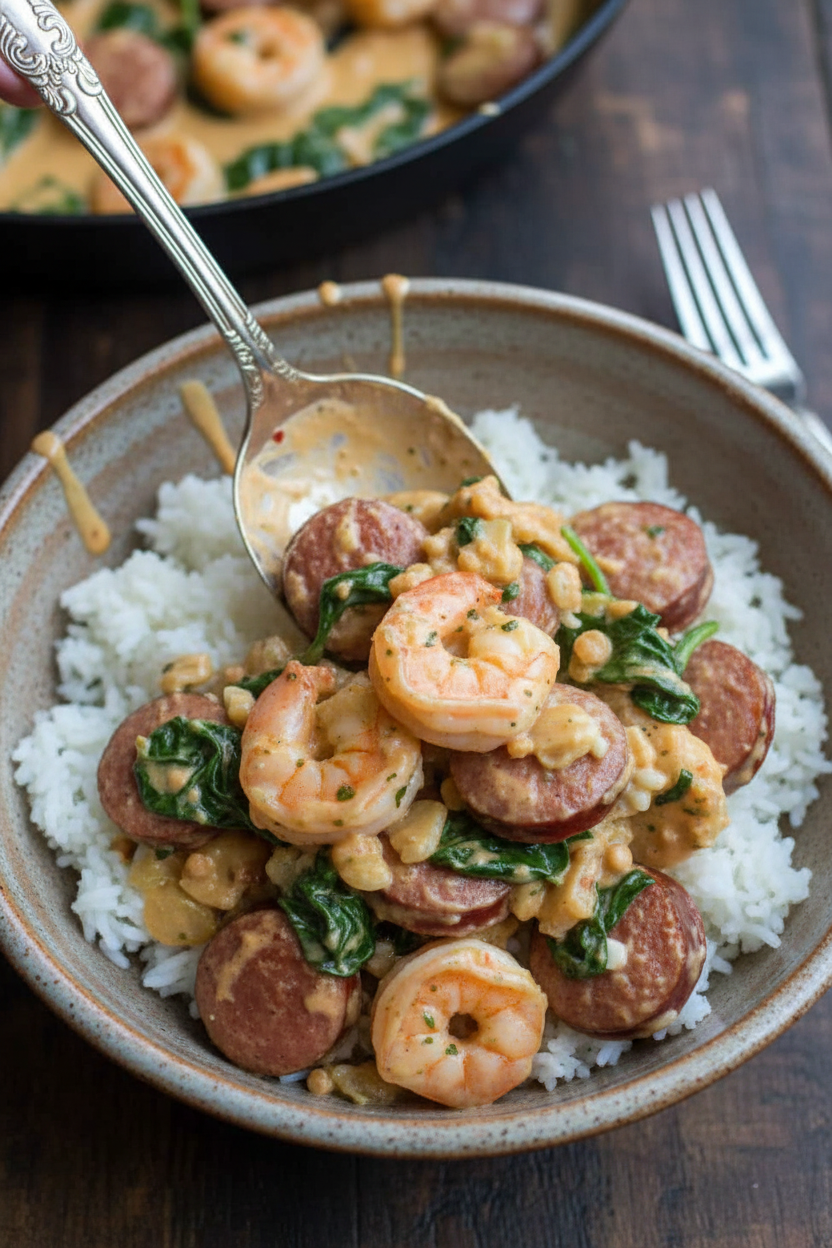 Creamy Shrimp and Sausage Skillet