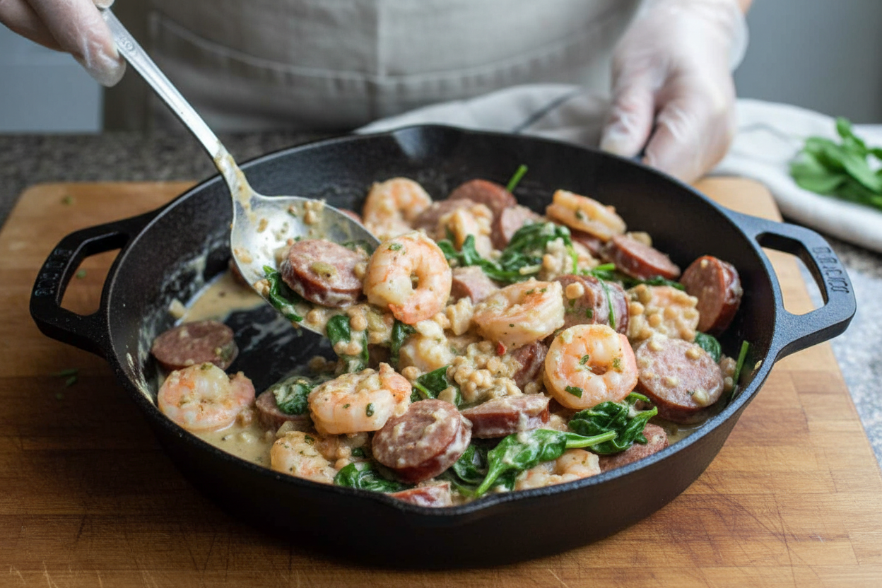 Creamy Shrimp and Sausage Skillet