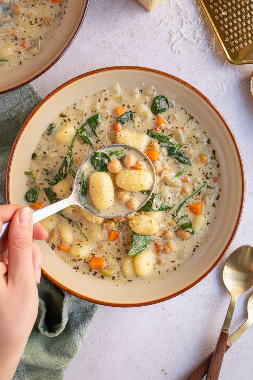Creamy Vegetarian Chickpea Gnocchi Soup - The Schmidty Wife