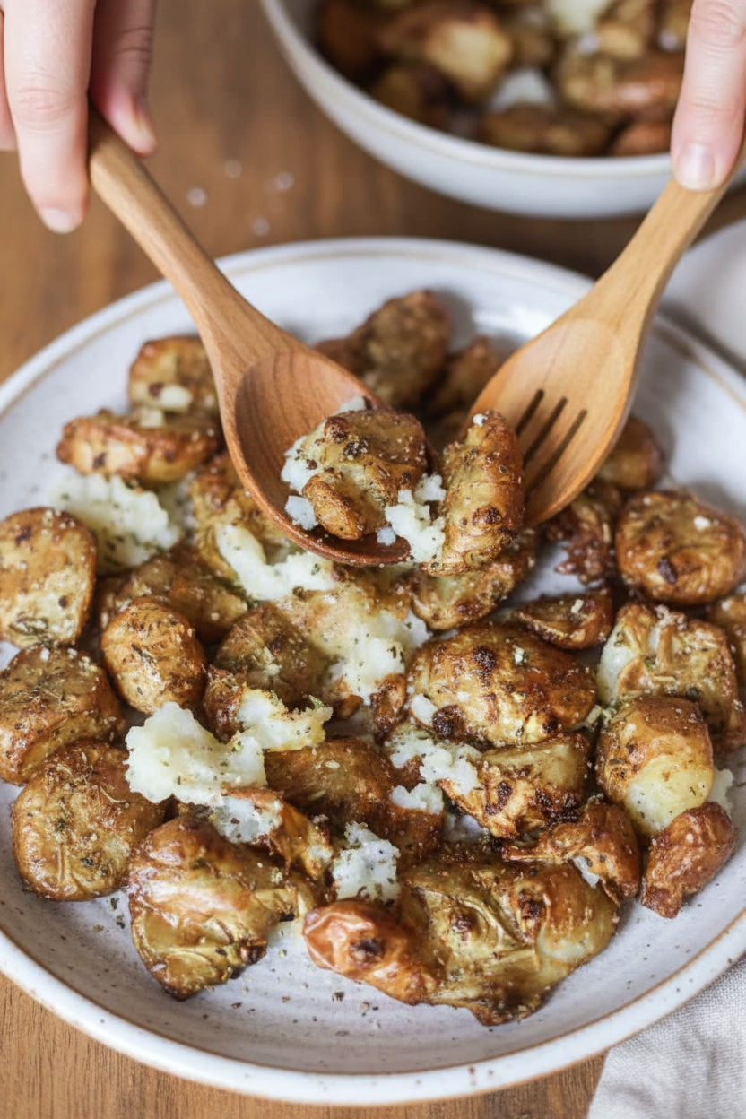 Air Fryer Butter and Herb Smashed Sunchokes