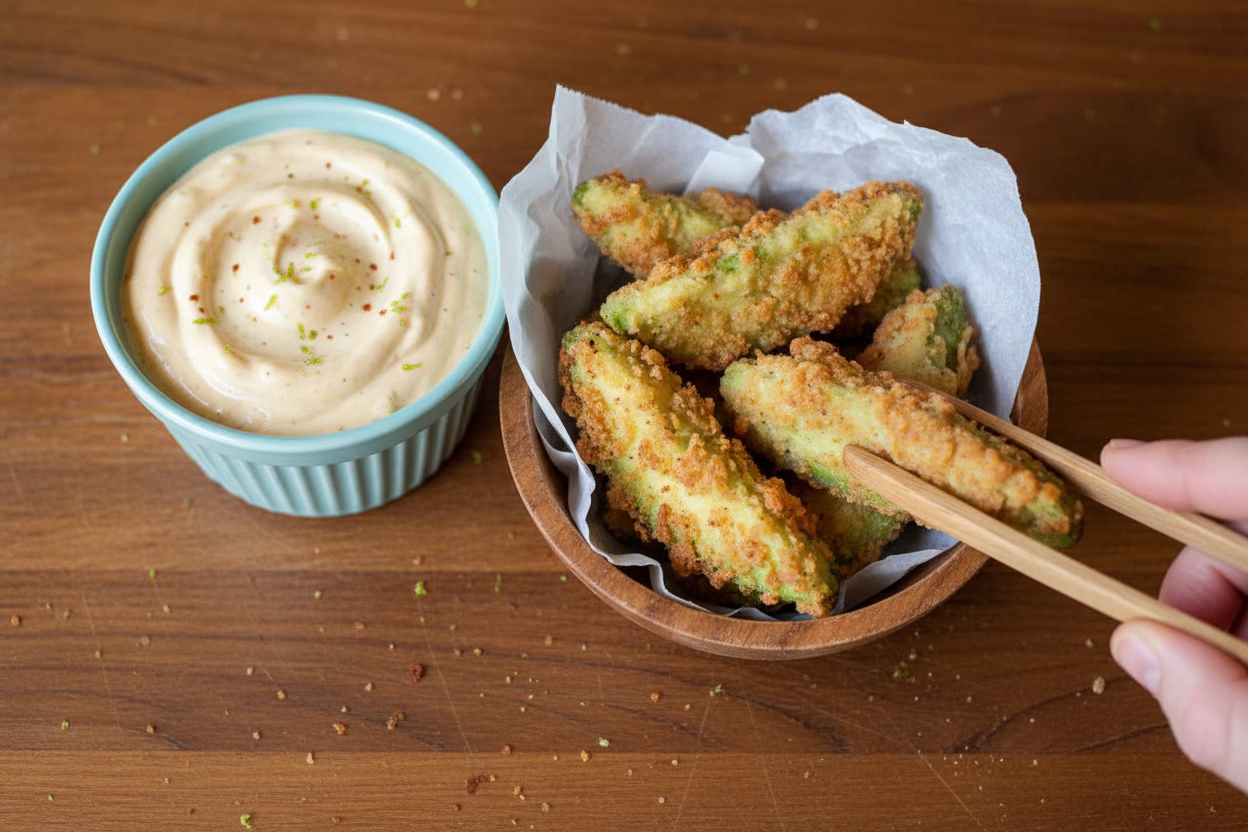 Crispy Avocado Fries with Garlic Lime Aioli