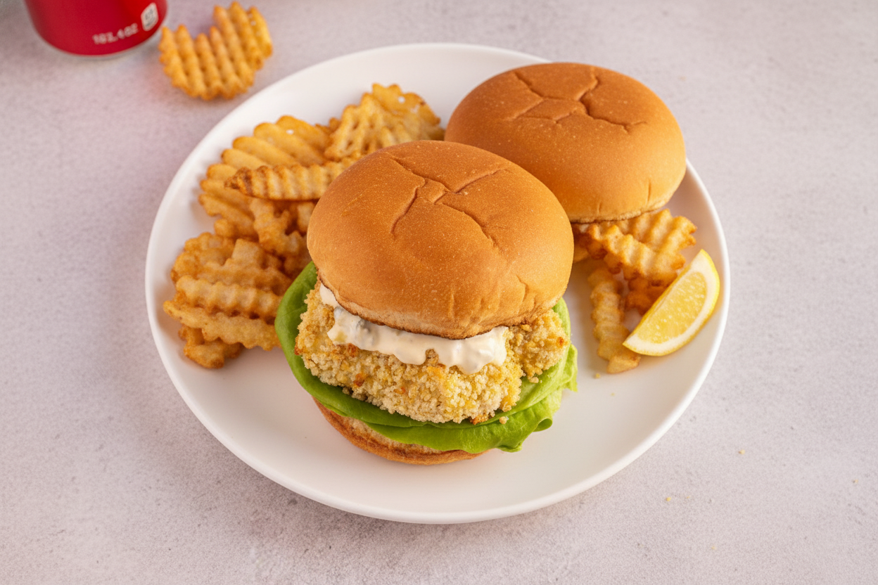 Crispy Baked Fish Sandwich with Tartar Sauce - The Schmidty Wife