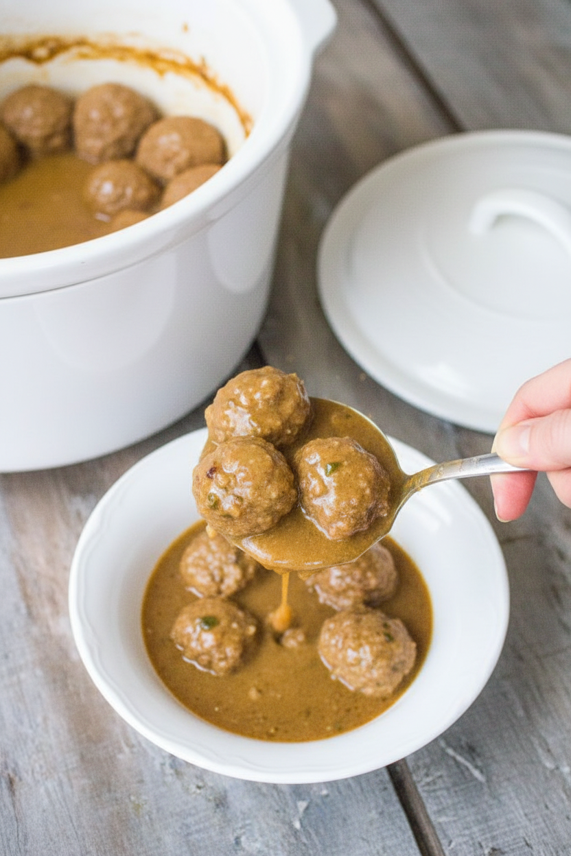 Crockpot Beefy Meatballsrn
